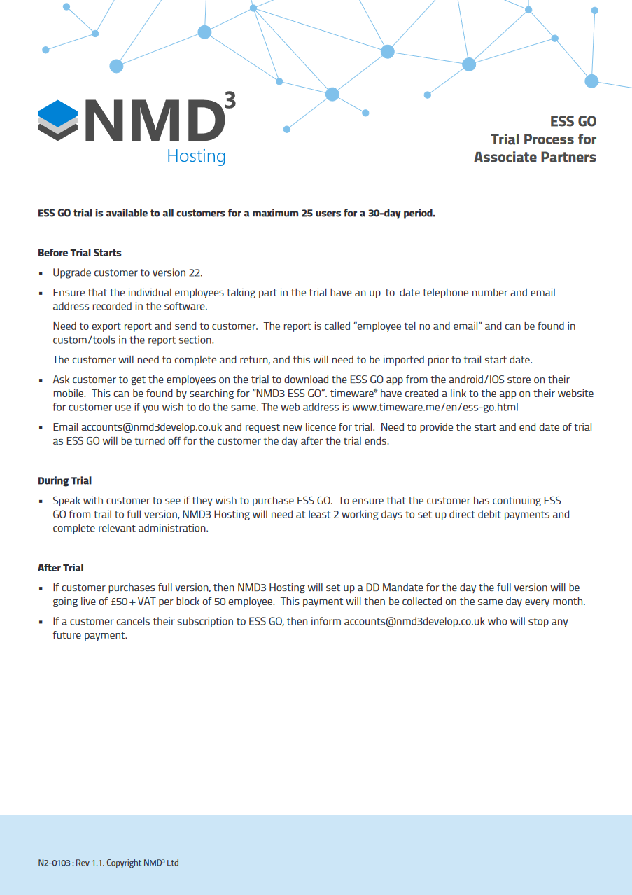 ESS GO Trial Process for Associate Partners